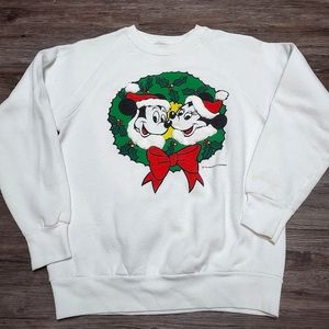 Vintage 80s Mickey & Minnie Christmas Sweatshirt sz Medium